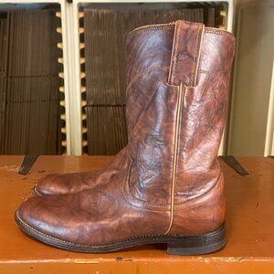 JUSTIN Women's 7.5 C Marbled Brown Deerlite Western Boots Ropers L3161
